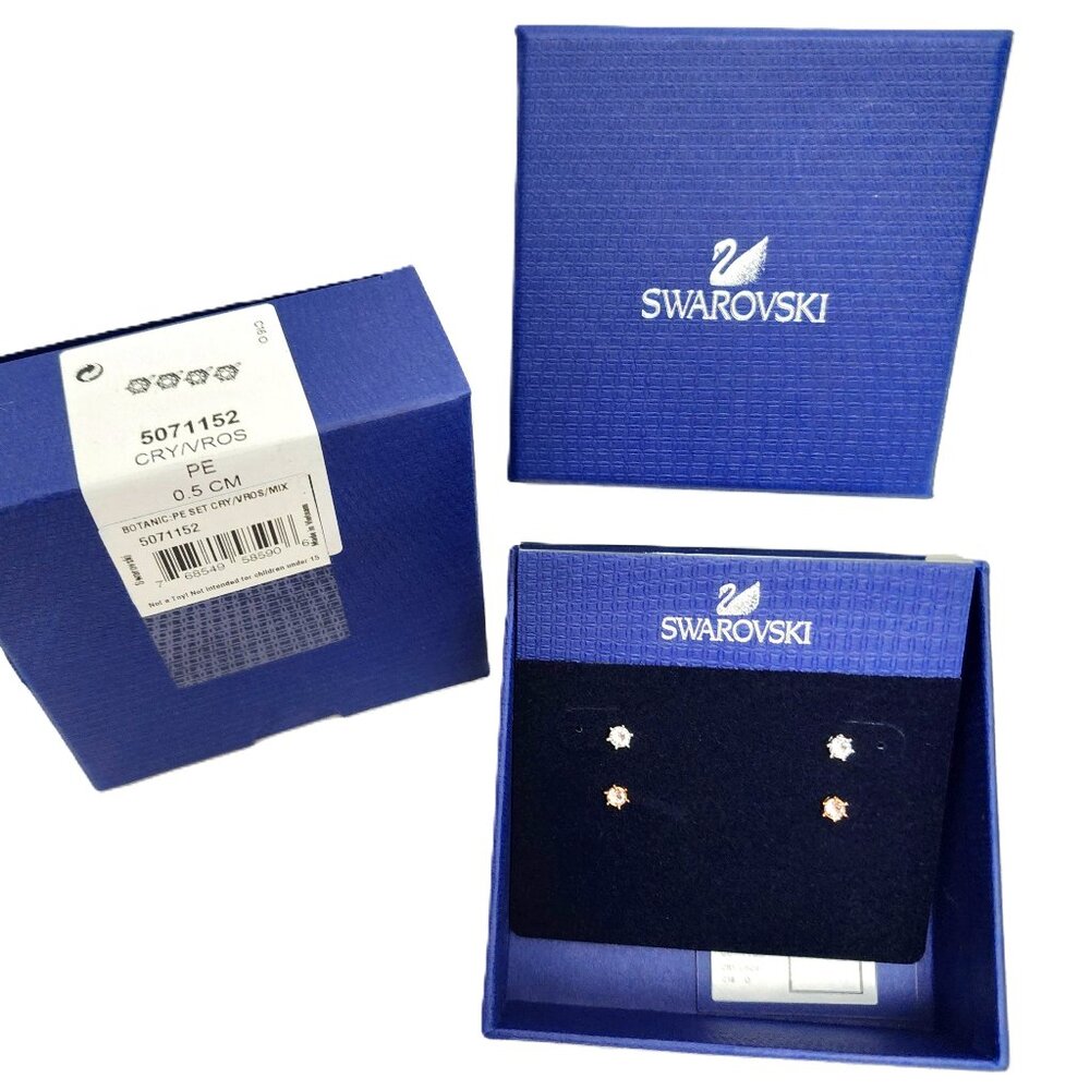 NIB Swarovski Botanic Stud Earrings Set CRY/VROS/MIX Item #5071152 NEW